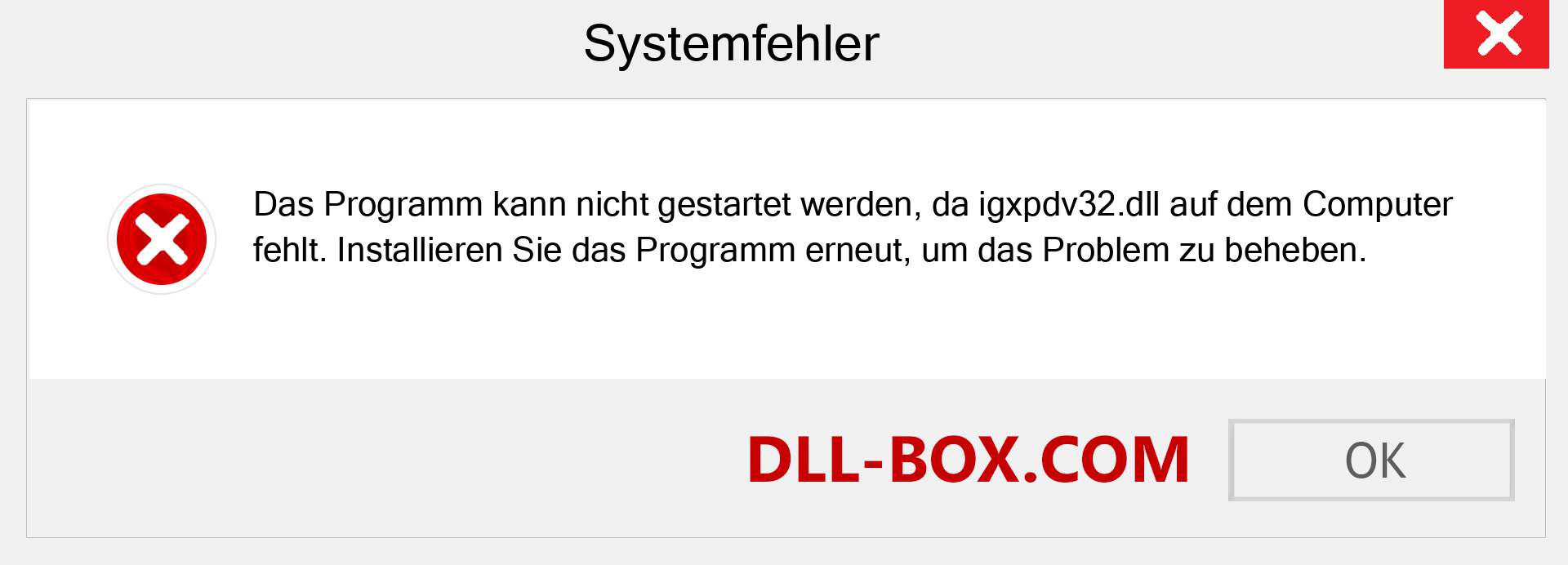 igxpdv32.dll-Datei fehlt?. Download für Windows 7, 8, 10 - Fix igxpdv32 dll Missing Error unter Windows, Fotos, Bildern